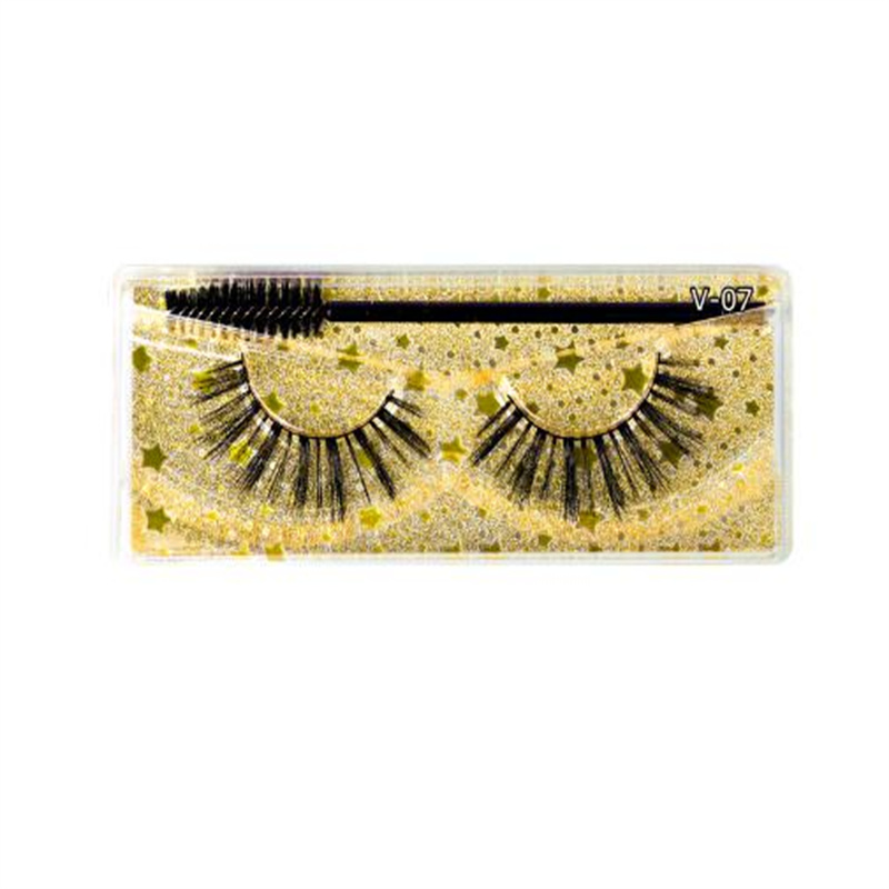 False Lashes - 3D Volume Faux Eyelashes Cotton Band Natural Slender Style Eye Makeup Tool with Brush 15 Color Options X250925