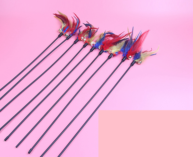 Pet toys cat toys simulate colorful feathers attract cats to interact and consume the energy of pet play