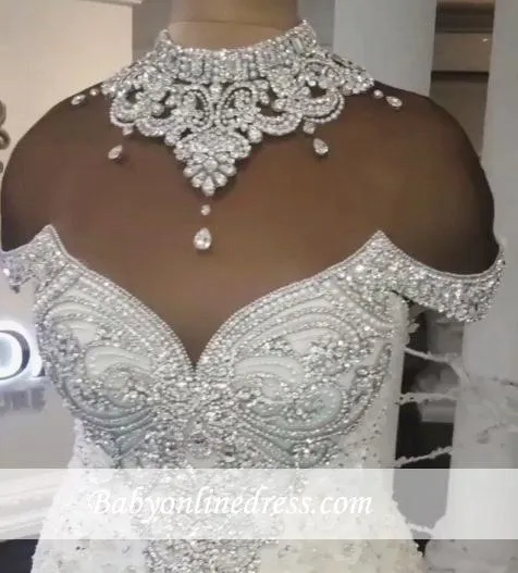 New Designer Luxury Dubai Arabic Mermaid Wedding Dresses Plus Size Beading Crystals Court Train Wedding Dress Bridal Gowns