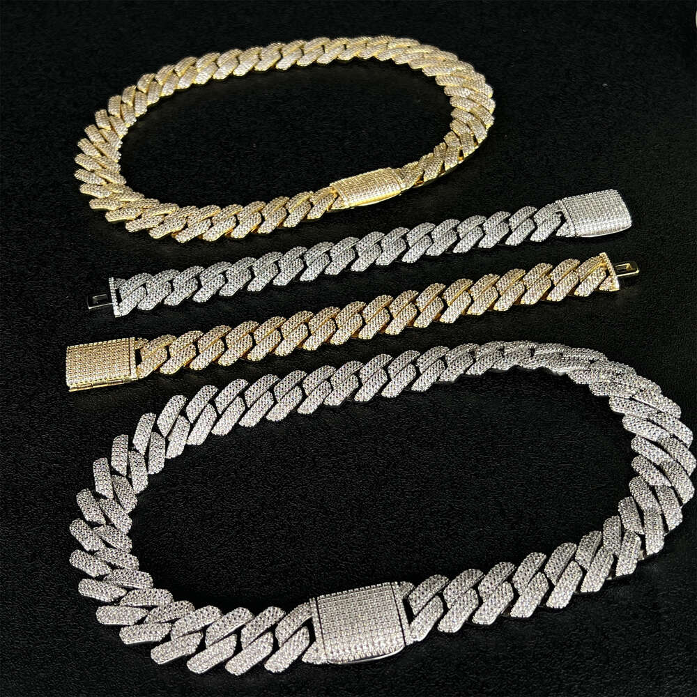Hip Hop Cuban Link Chain Fine Jewelry Necklaces Chains Iced Out Chains Moissanite Necklace