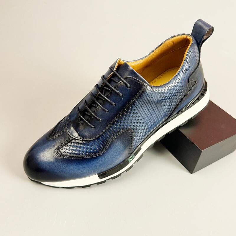 British style round head lightweight handmade vintage leather sports casual leather shoes for men lace-ups a38