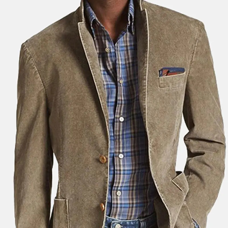 Mens Blazer Khaki Fashion Embroidery Mesh Patchwork Lapel Long Sleeve Patchwork Notch Lapel Single Breasted Pockets Blazer 240306