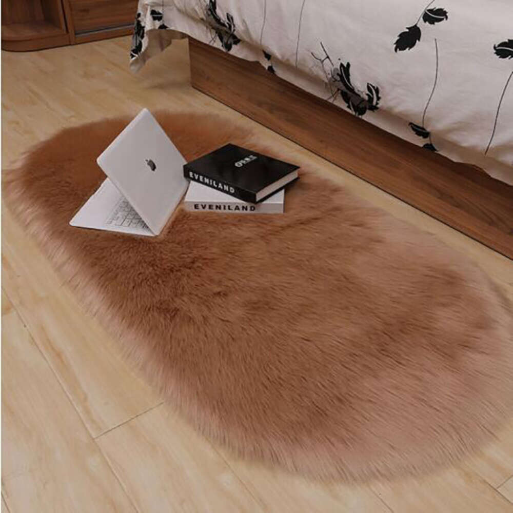 White Imitation Wool Bay Window, Floor Mat, Long Carpet, Living Room, Household Bedroom, Bedside Plush Blanket, Display Window