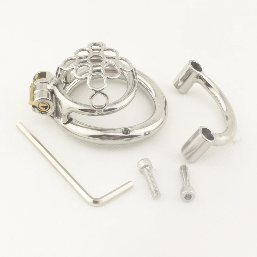 Stainless Steel Male Chastity Device Penis Cage BDSM Super Small Short Cock with Stealth lock Ring Sex Toy for Man Adults 240312