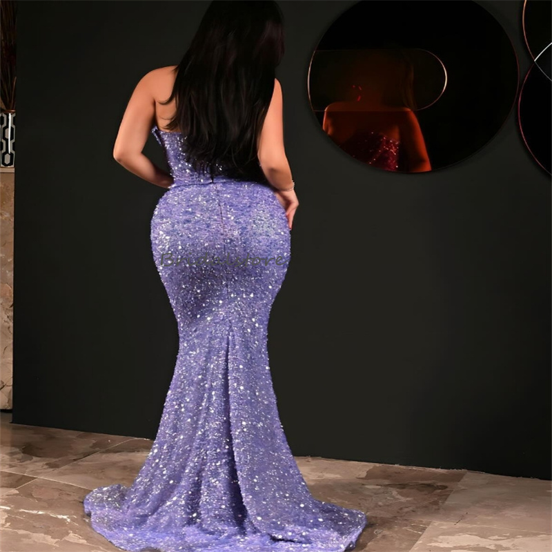 Sparkly Lilac Sequin Prom Dresses Elegant Sweetheart Mermaid Eveing Dress Shine Holiday Birthday Formal Dress Fancy Floor Length Vestios De Fiesta Rob