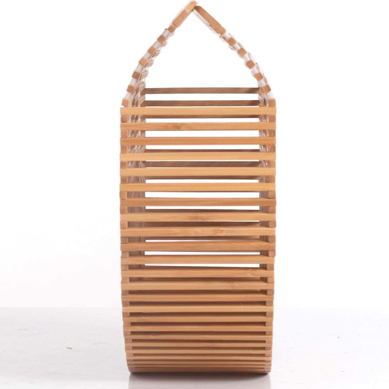 Women's Bamboo Handbag by Handmade Straw Bag,Tote Bamboo Purse Natural Basket Bag for Summer Beach bag