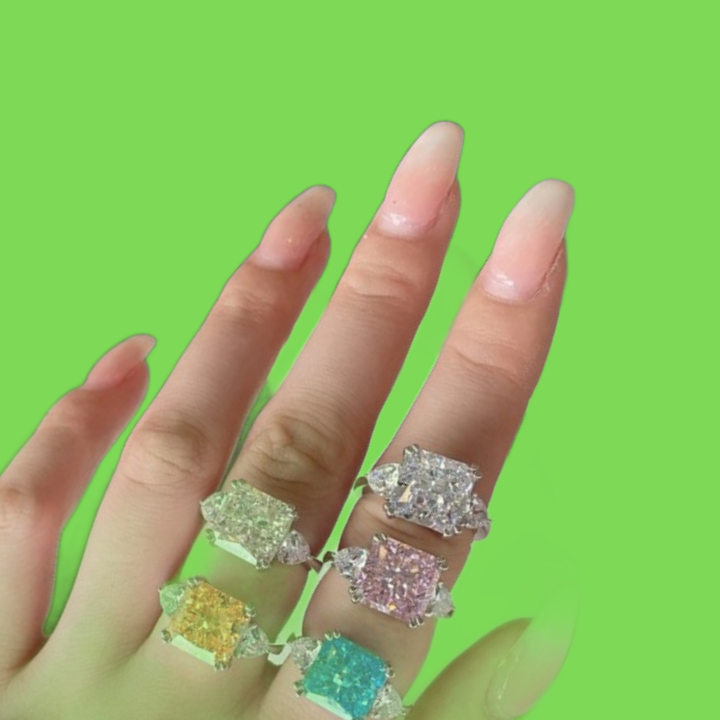 Top Quality 925 sterling silver luxurious jewelry rings 8A ice flowers zirconia designer ring for woman square Pink Blue White Dia