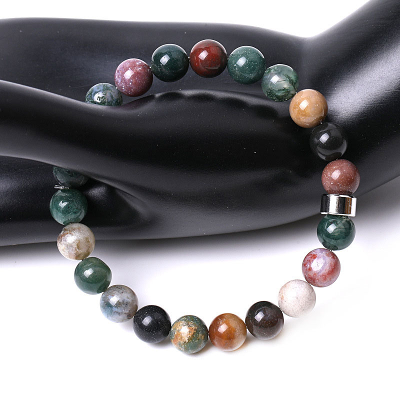 Charm Bracelets Beaded Natural Stone Indian Agate Rond Bead Bracelets Couple Lotus Christmas Tree Charm Bracelet Women Fashion Jewelry