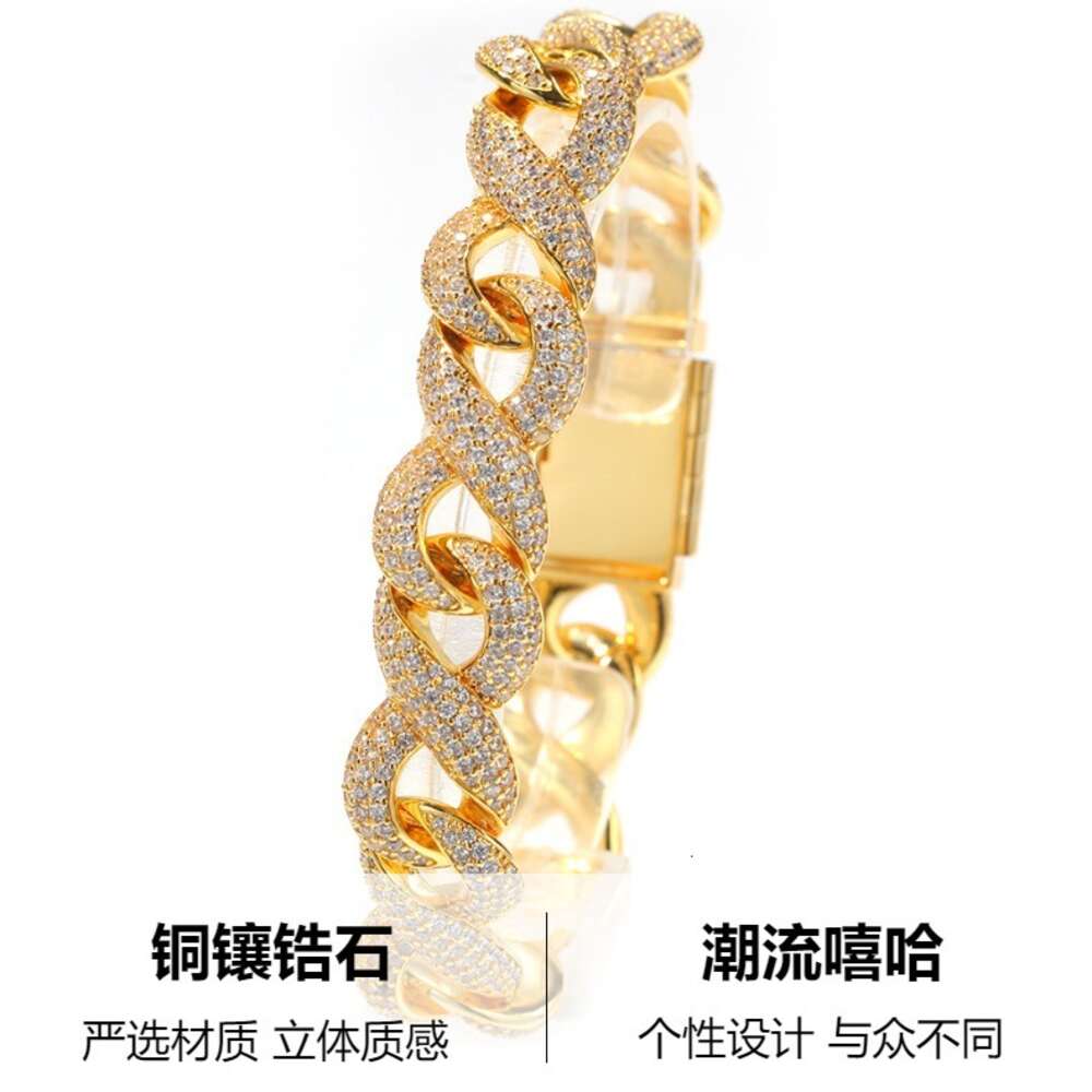 Hip-hop Infinite Symbol Bracelet Instagram Style Cuban Link Chain Bracelets Gold-plated Bling Cubic Zirconia Diamond Inlaid Cz Stone Jewelry Rapper Bi