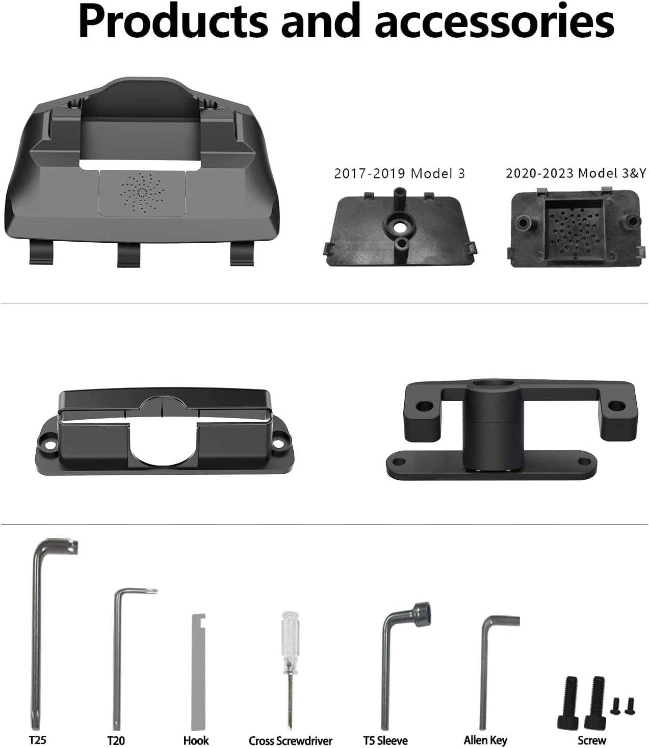 Car Part Auto Car Swivel Mount For car dashcam Tesla 3 2017- And Model Y 2020- Left/Right 30 Up/Down 15 Aluminium Alloy Screen Rotating Bracket Four D