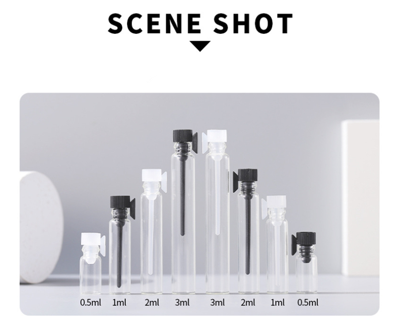 0.5ML 1ML 2ML 3ML Fashion Perfume Small Bottles Glass Vial with Test Stick Mini Perfume Sample Vial Glass Test Empty Refillable Bottles