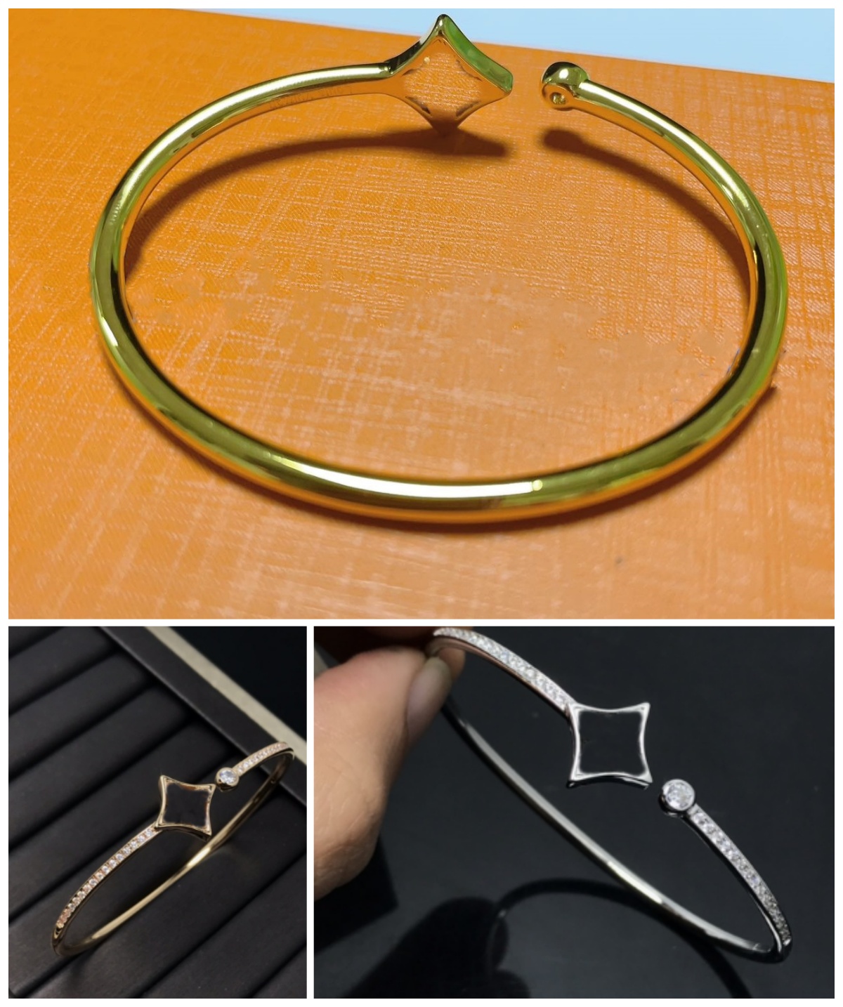 Hollow Cuff Bangle for Women Lover as Valentine's Day Gift Gold Silver Rose-gold X12VVV Jewelry Bracelets With Box