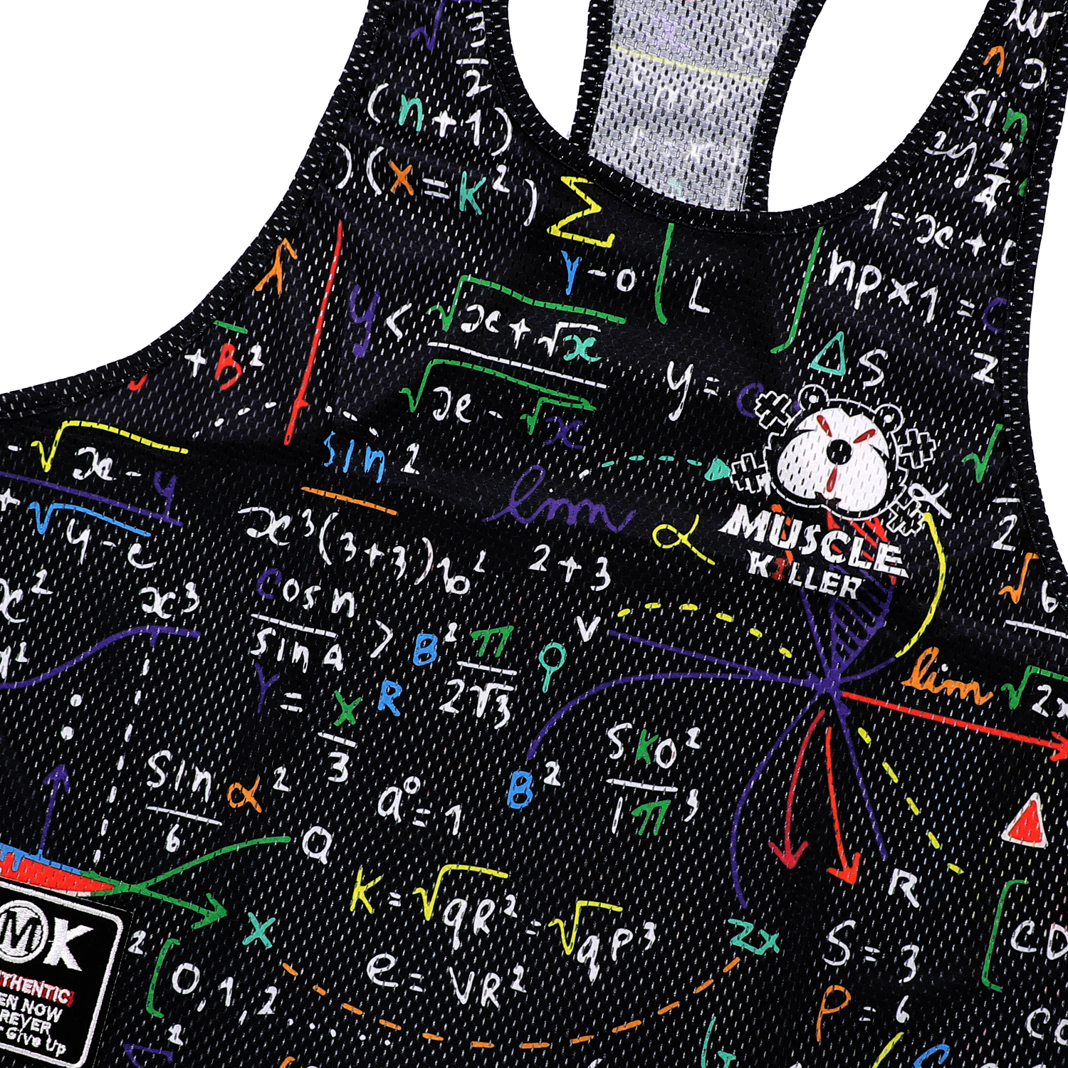 MK Muscle Strength Line Letter Training Sports Running Gym Muscle Strength Leisure Running Half Sleeves Racerback