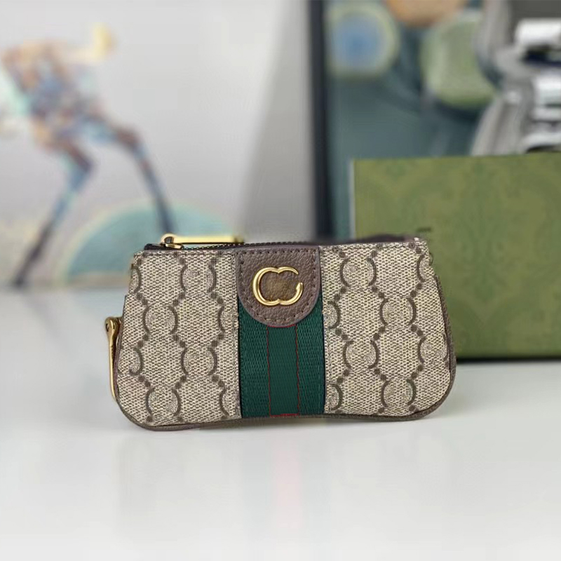 Designer card holder small zippy mens wallet coin purse charm key pouch cardholder luxury designer purses Men Key Ring Credit Card Holder Mini Wallet Canvas with box