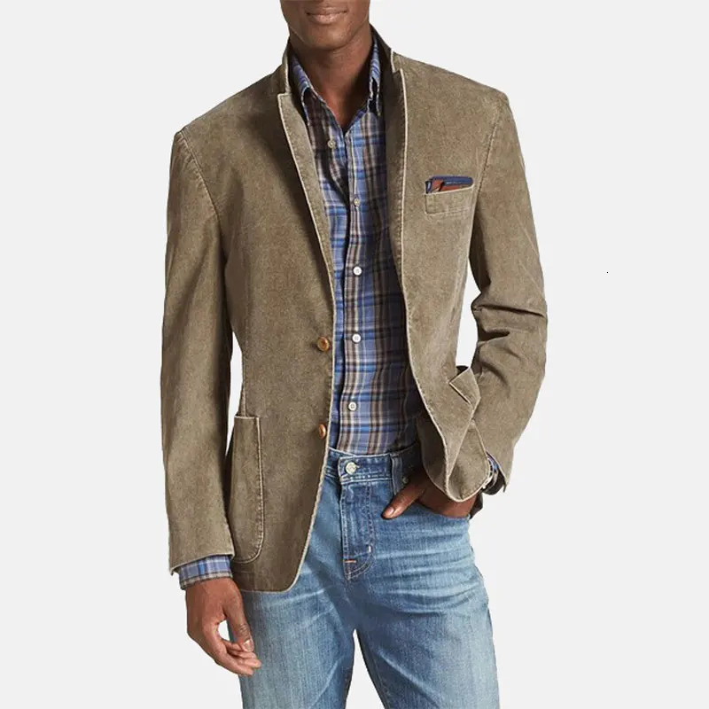 Mens Blazer Khaki Fashion Embroidery Mesh Patchwork Lapel Long Sleeve Patchwork Notch Lapel Single Breasted Pockets Blazer 240306