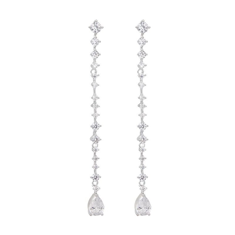 Sterg Sier Moissanite Tassel Drop Dangle Earrings For Women