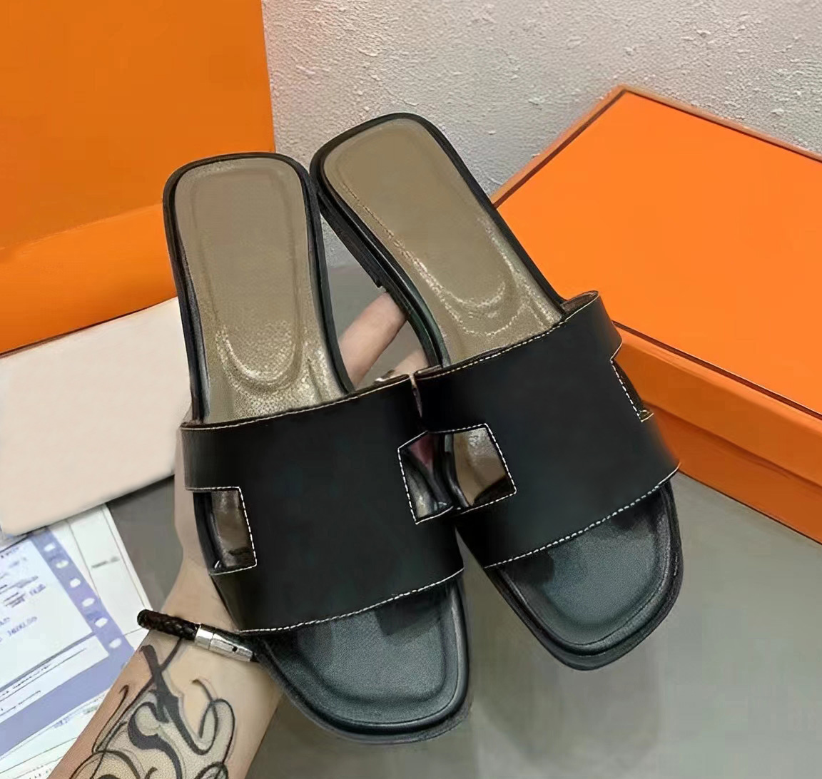 Designer women's sandals, flat shoes, classic multi-color slippers, flower summer beach sandals, suede rubber leather slippers, women's boxed slippers