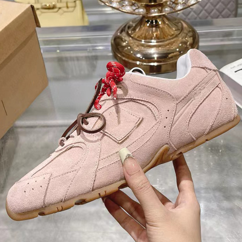 2025--Shoes Dress Spring New Arrive Women Sneakers Round Toe High Quality Leather with Thick Sole Lace Up Outside Walking Running Flat Trainers