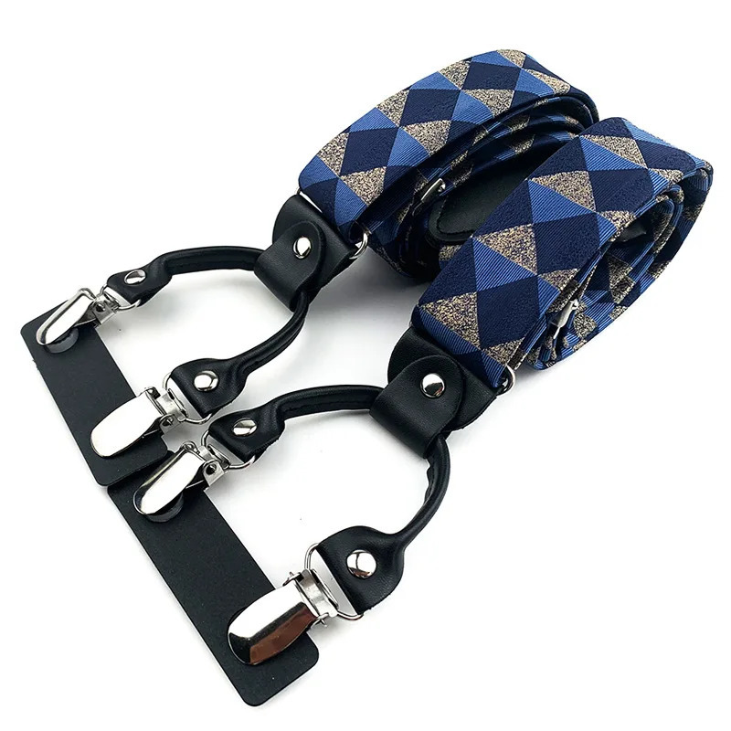 Mens Fashion Accessories Suspenders Trouser Braces 3.5cm Wide Y-Back 6 Clips Wedding Party Event Gifts for Dad Father Husband 240313