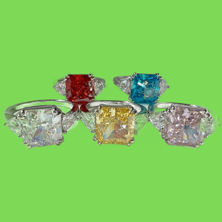 Top Quality 925 sterling silver luxurious jewelry rings 8A ice flowers zirconia designer ring for woman square Pink Blue White Dia