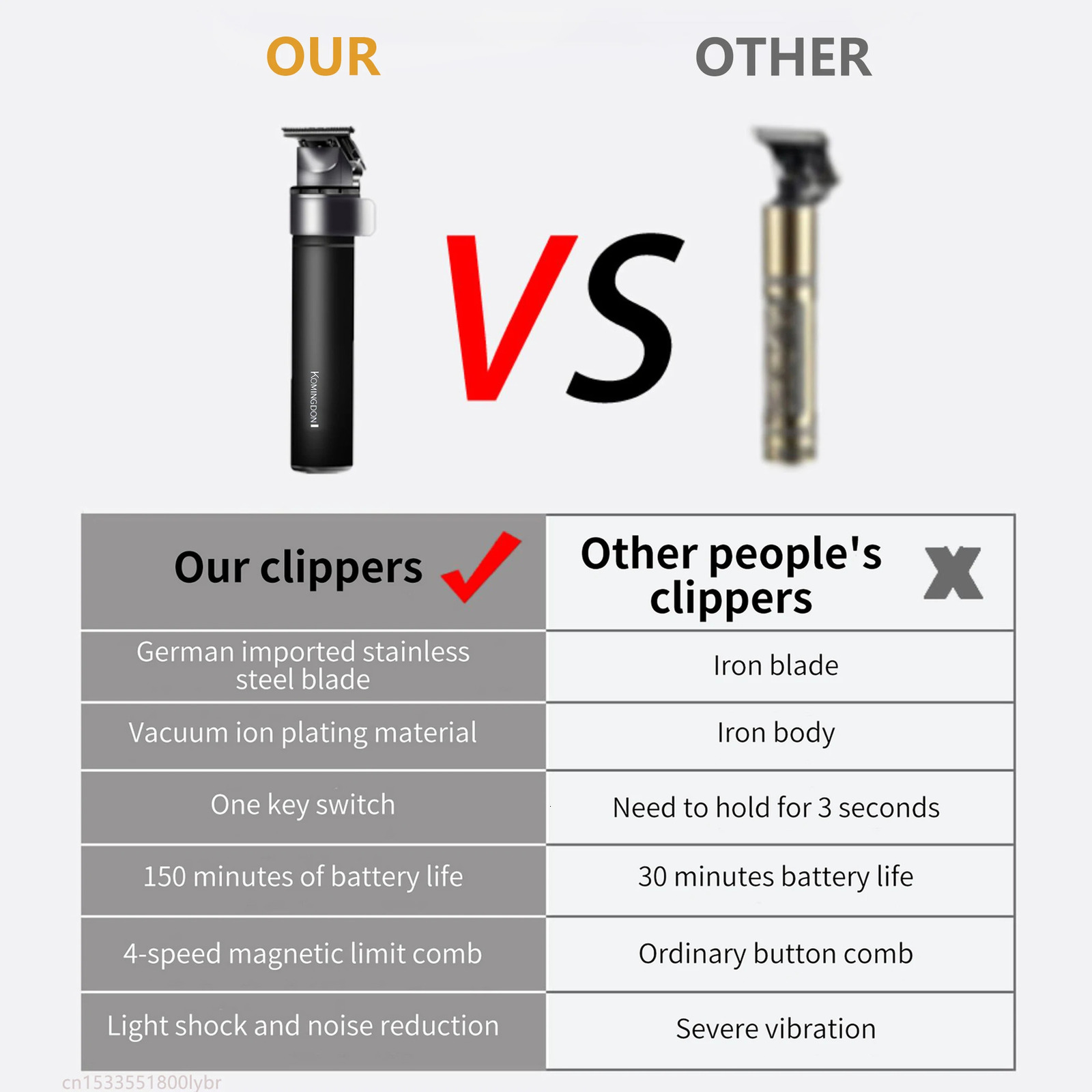 Youpin Komingdon Hair Clipper Professional Hair Cutting Machine Hair Beard Trimmer For Men Electric Shaving Chargeable KMD-2717 240301