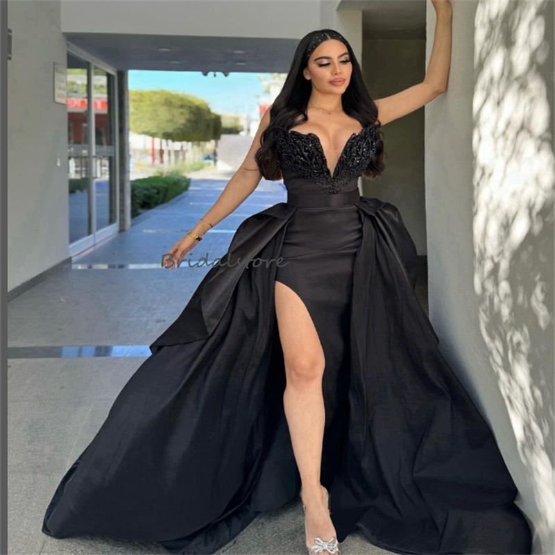 Luxury Hot Pink Royal Blue Prom Dresses With Overskirt Train Sequin Sweetheart Slit Formal Dance Dress Gorgeous Dubai Arabic Evening Dress Party Gown 