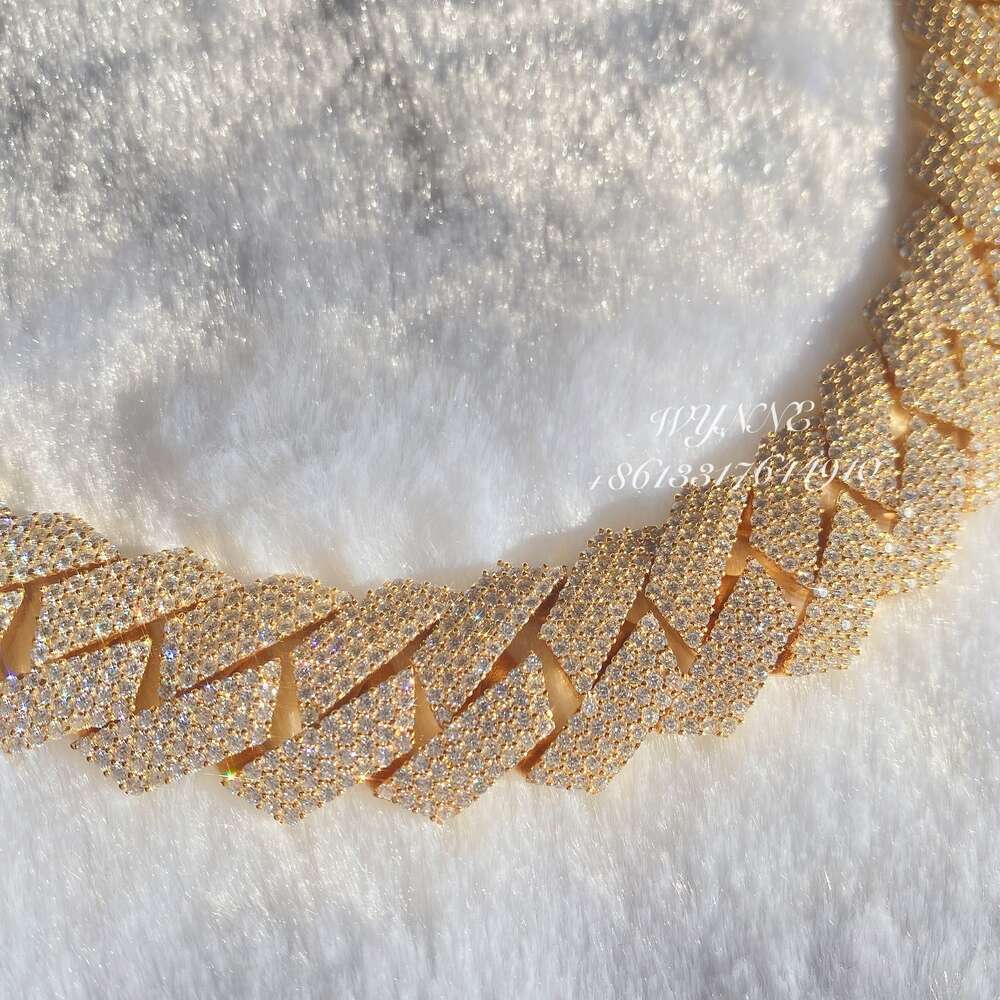 400g Heavier Big Guy 20mm 4 Row Diamonds 925 Sterling Silver Iced Out Vvs Moissanite Diamond Cuban Link Chain
