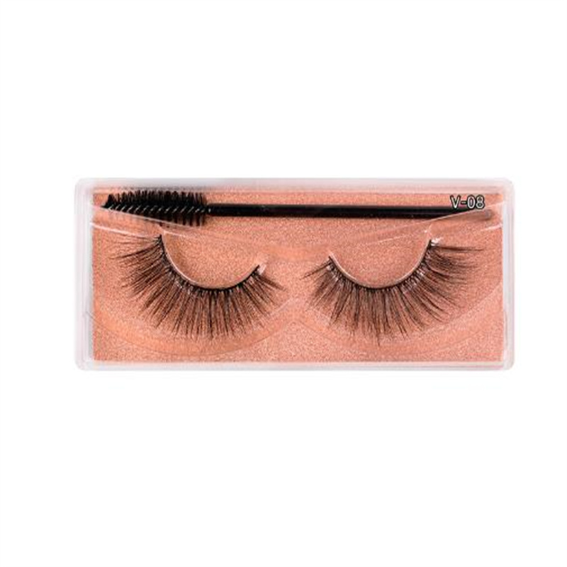 False Lashes - 3D Volume Faux Eyelashes Cotton Band Natural Slender Style Eye Makeup Tool with Brush 15 Color Options X250925