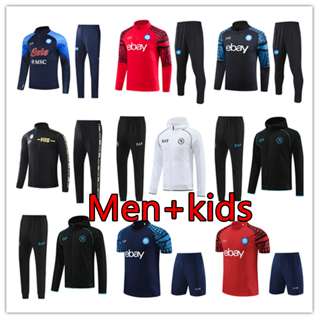 24 25 Half pull Long sleeve Napoli TrackSuit soccer jersey 22 23 24 football trackSuits jacket kids kit SSC Naples AE7 D10S training suit train tuta Chandal Jogging