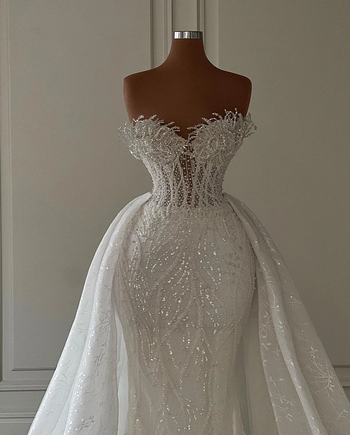 New Mermaid Wedding Dresses Sexy Sweetheart Beads Appliques Lace Bridal Gowns Custom Made Lace-Up Back Detachable Train Vestidos De Novia 6660305