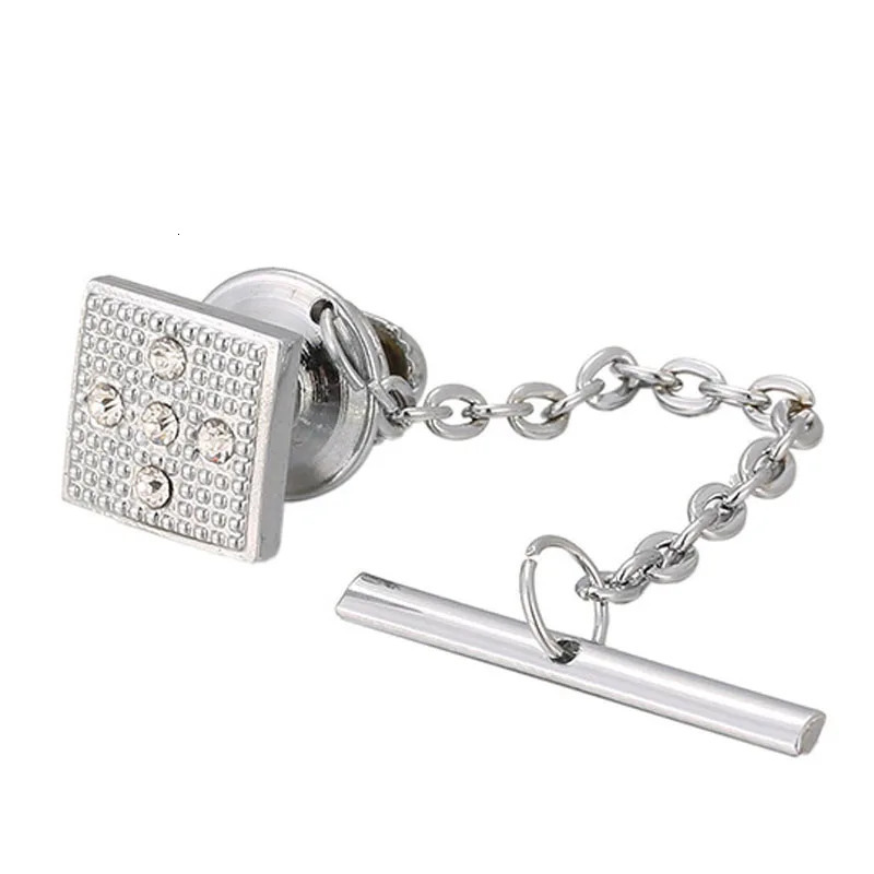 Tie Pin Mens Business Wedding Banquet Daily Gold Color Exquisite Crystal Lock Buckle 240301