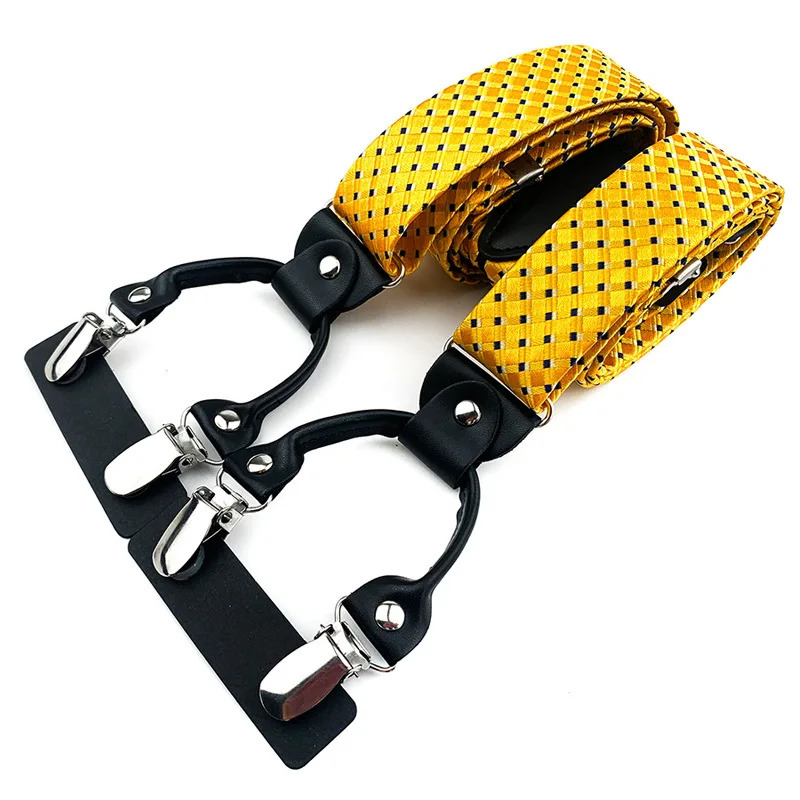 Mens Fashion Accessories Suspenders Trouser Braces 3.5cm Wide Y-Back 6 Clips Wedding Party Event Gifts for Dad Father Husband 240313