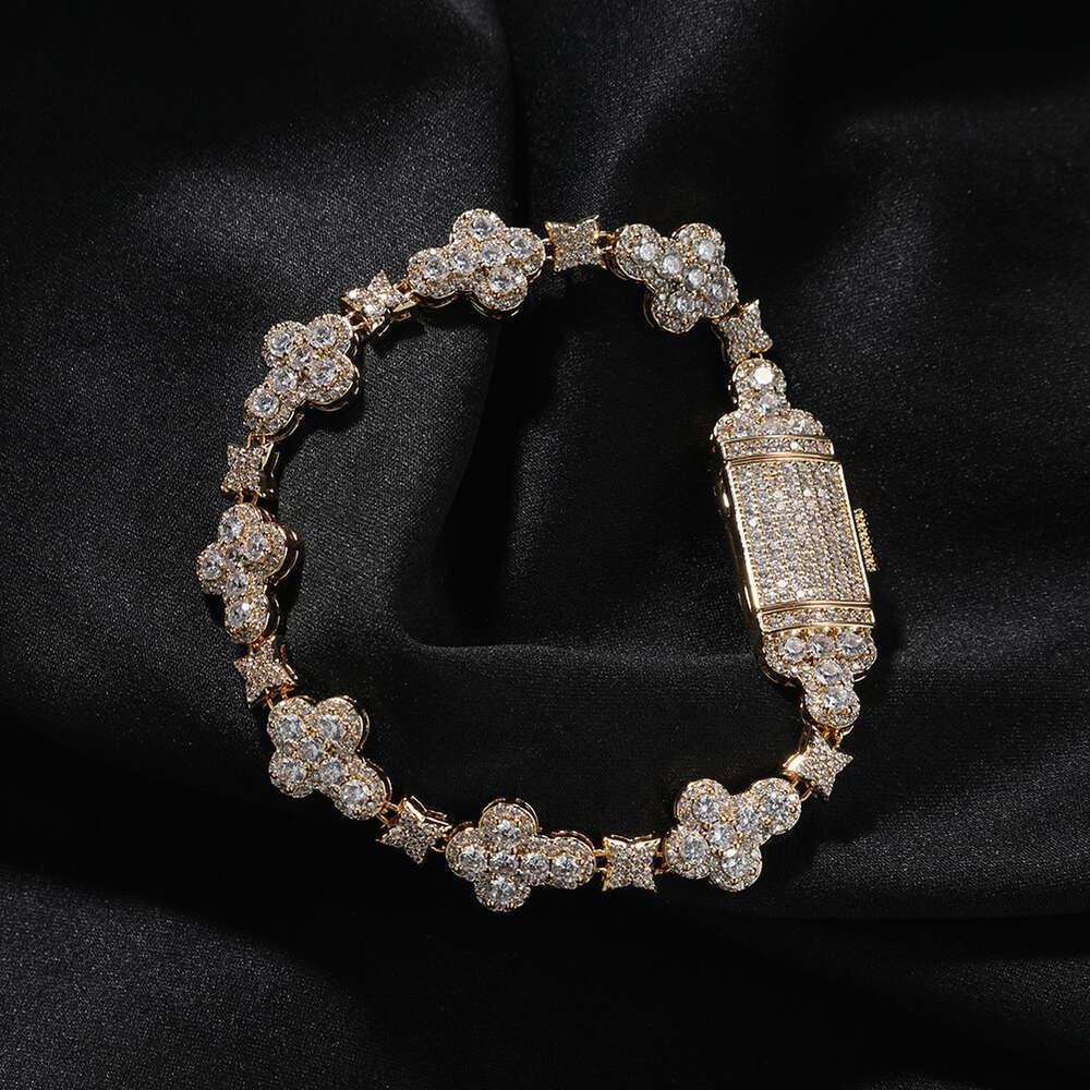 New Designer Moissanite bracelet Simple fashion 10mm cross ral bracelet micro-dia bracelet Hip Hop Moissanite jewelry