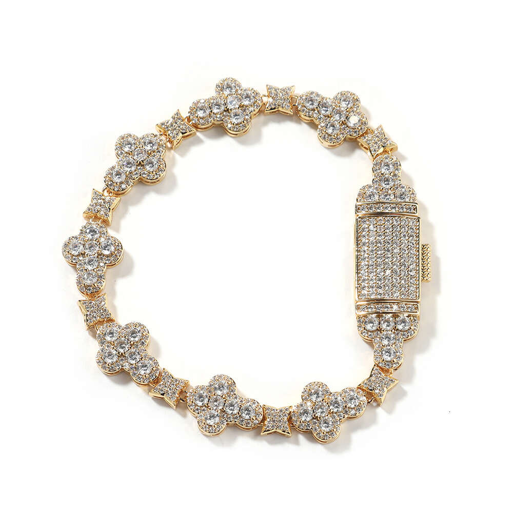 10mm Top Quality Clustered Cubic Zirconia Cross Bracelet Spring Clasp Micro Sparkling Cz Gemstone Zircon Hip Hop Iced Out Bangle Bracelets For Men Bij