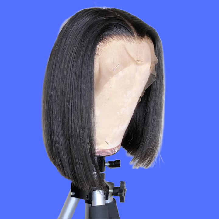 Short Bob Human Hair Wigs Brazilian Glueless Straight Lace Front Wigs For Women Transparent Lace Pre Plucked Bone Bob Wig