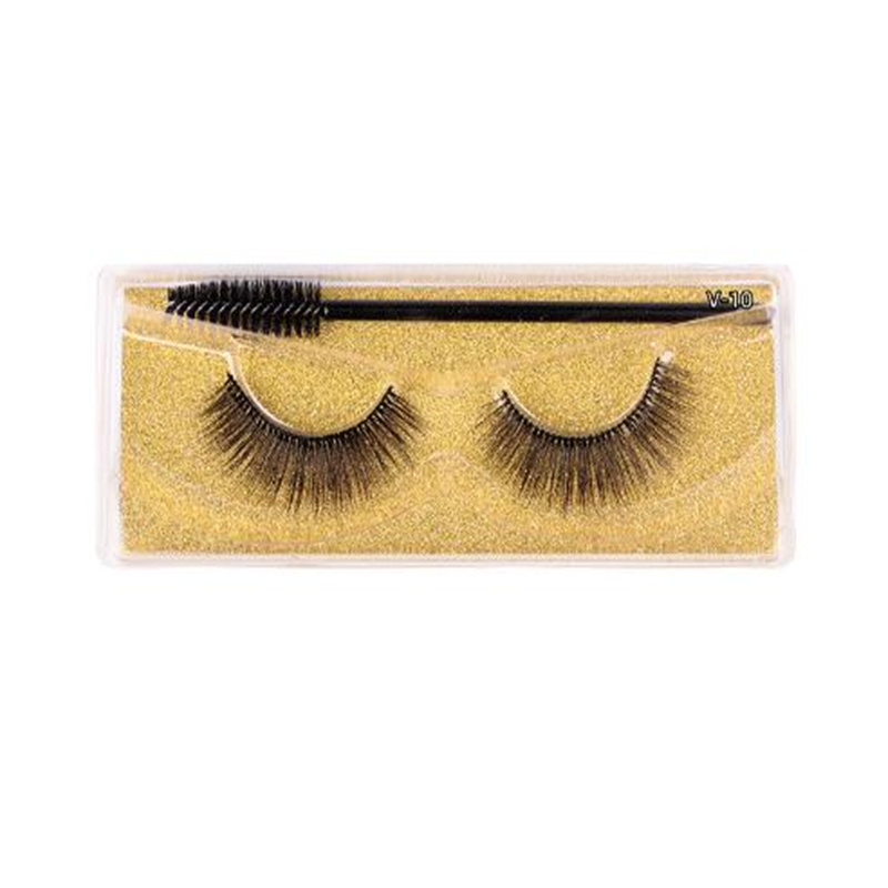 False Lashes - 3D Volume Faux Eyelashes Cotton Band Natural Slender Style Eye Makeup Tool with Brush 15 Color Options X250925