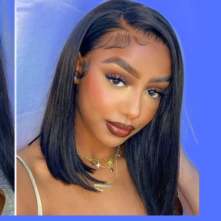 Short Bob Human Hair Wigs Brazilian Glueless Straight Lace Front Wigs For Women Transparent Lace Pre Plucked Bone Bob Wig