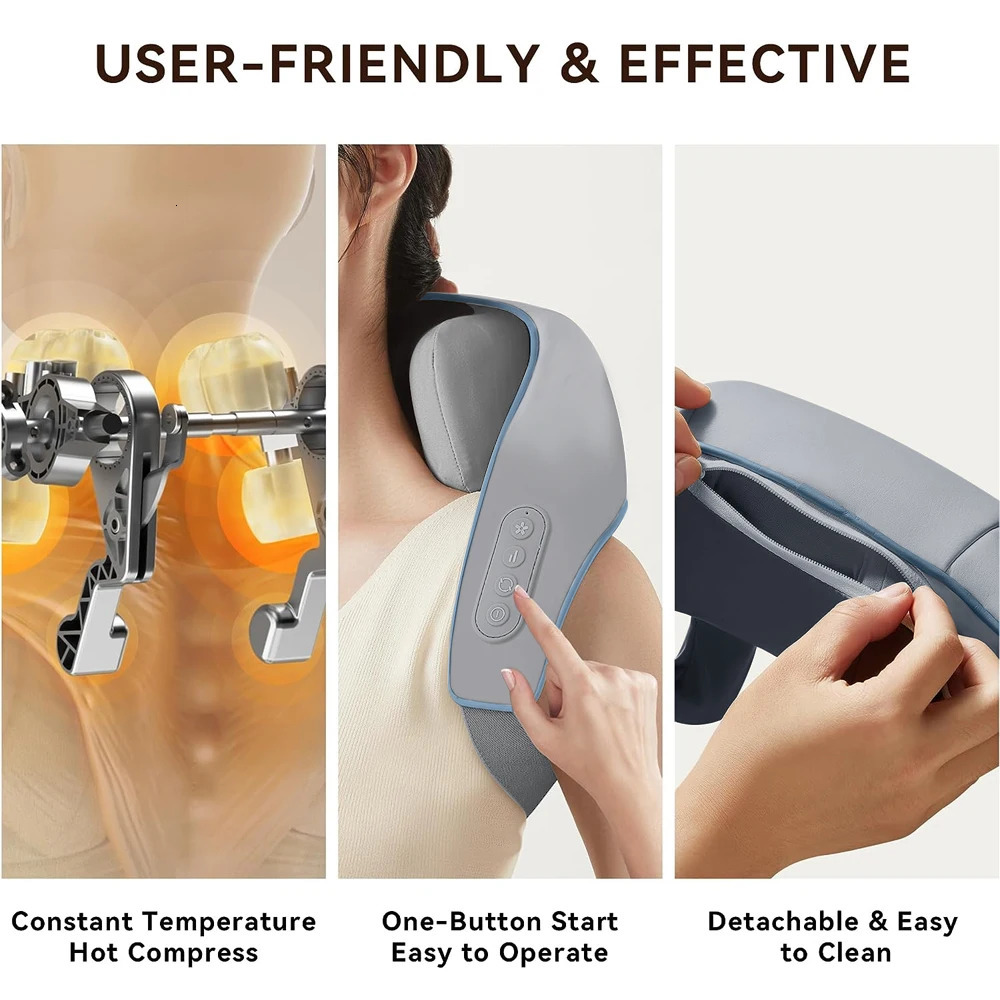 5D Shiatsu Back Neck Massage Shawl U Shape Kneading Shoulder Massager Car Home Neck Shoulder Muscle Relaxing Fatigue Massager 240301