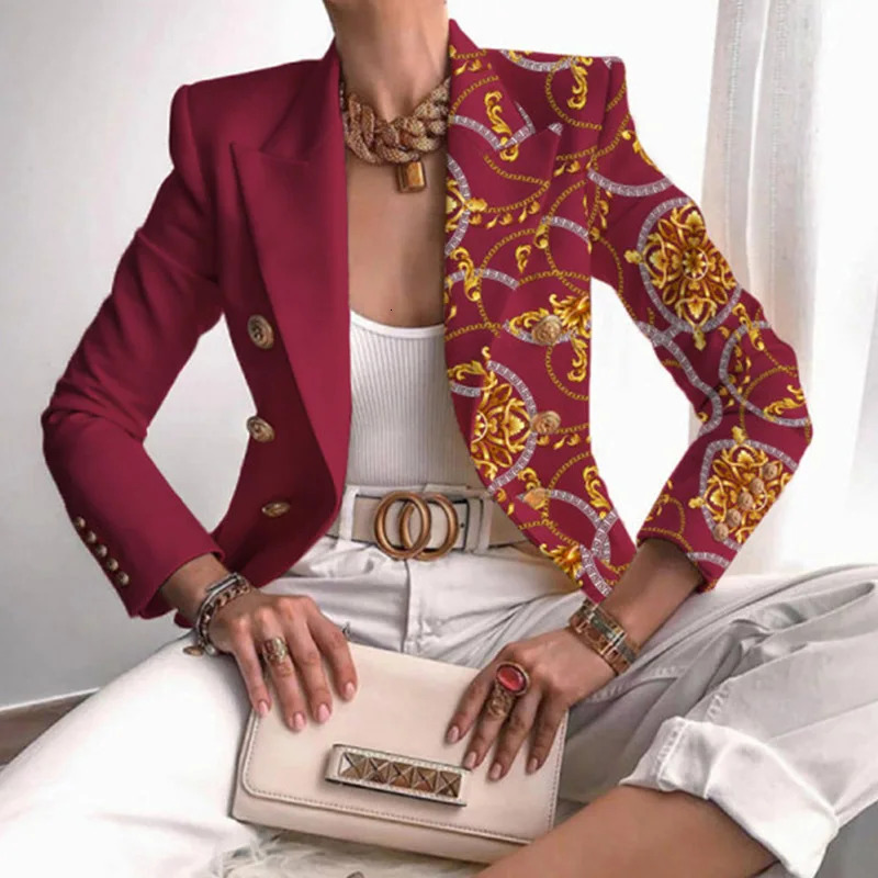 Plus Size Autumn Lady Elegant Coats Womens Blazer Long Sleeve Jackets Fashion Turn-Down Collar Femme Outerwear 240227