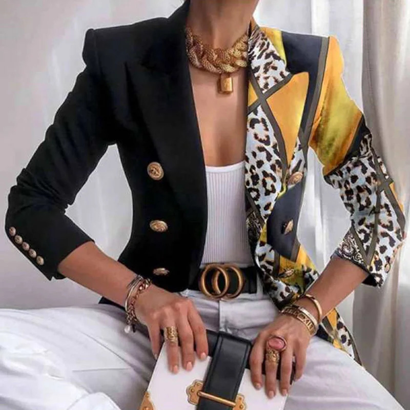 Plus Size Autumn Lady Elegant Coats Womens Blazer Long Sleeve Jackets Fashion Turn-Down Collar Femme Outerwear 240227