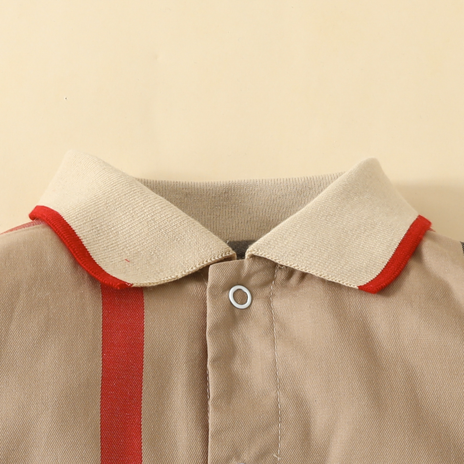 Baby jumpsuit Romper with versatile lapels for newborns, plaid long sleeved underwear cotton casual baby crawling clothes for boys and girls