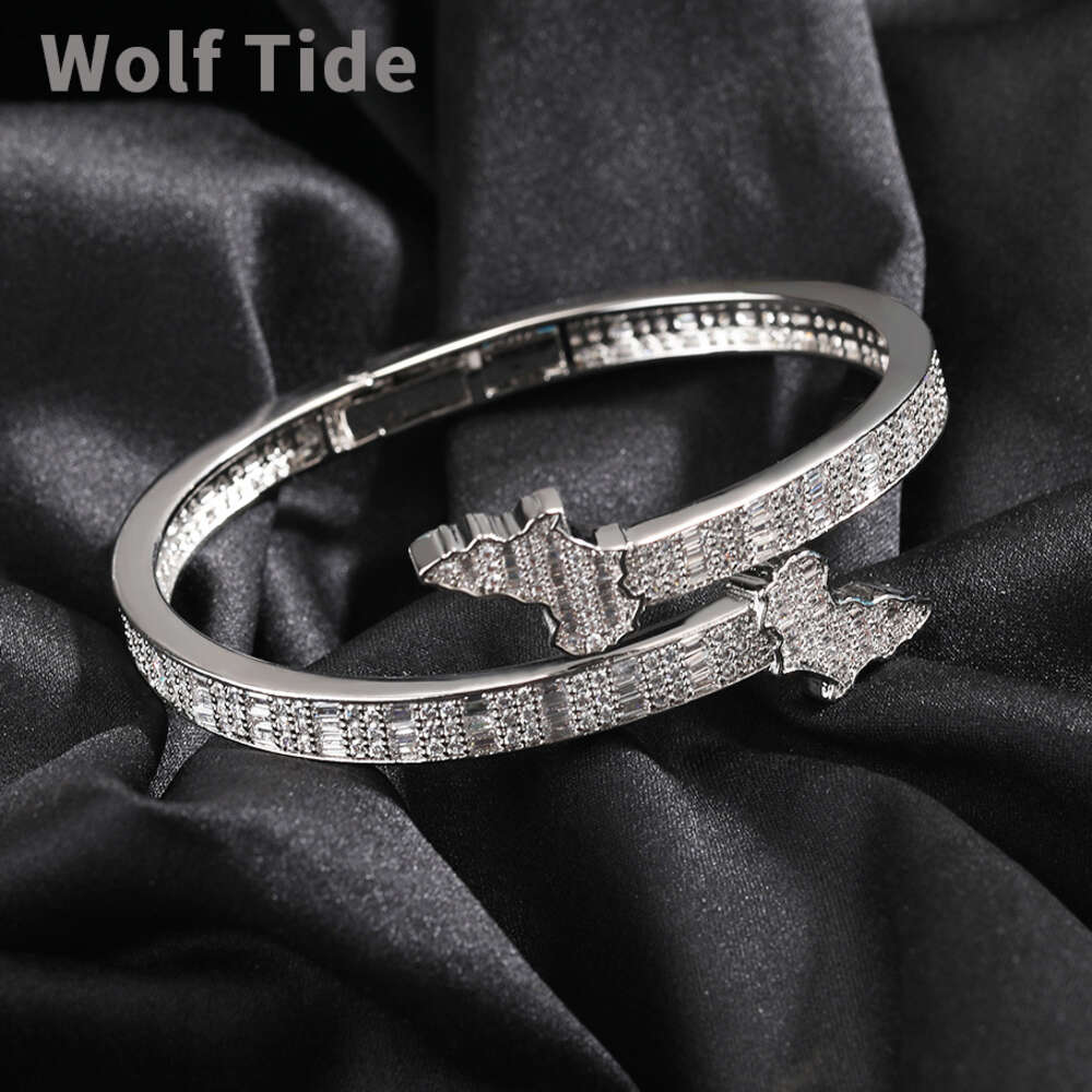 Top Quality Africa Map Open Cuff Bangle Bracelet For Men Hip Hop Micro Set Cubic Zirconia Hip Hop Iced Cz Stone Lut Personalized Creative Bracelets Bi