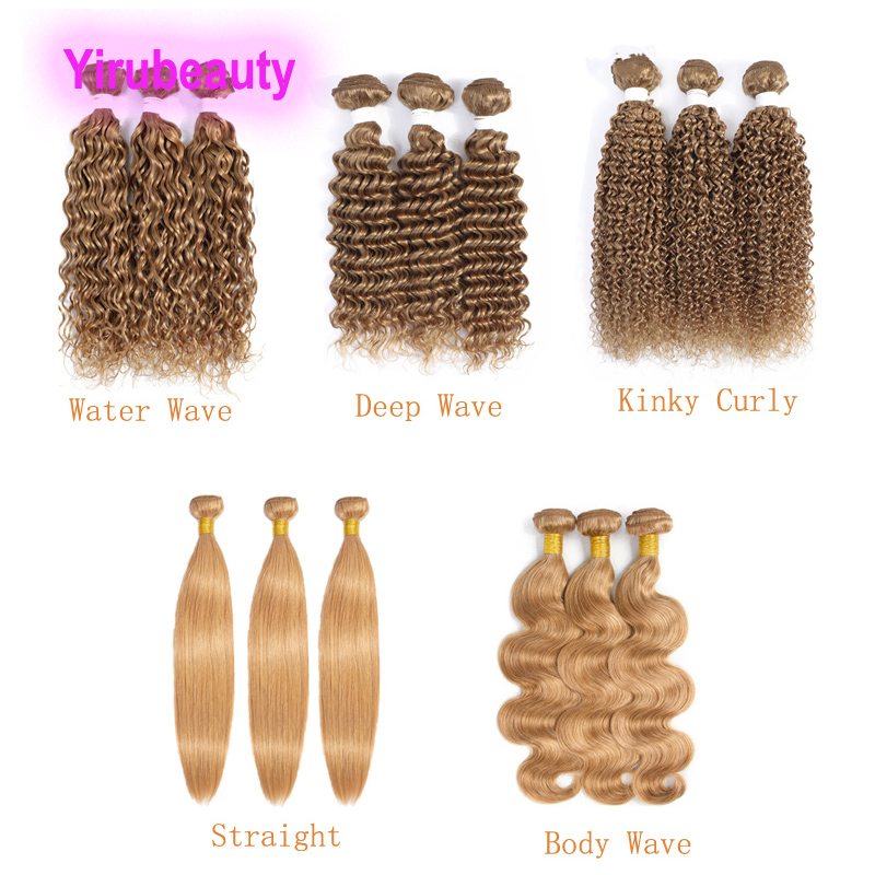 27# Color Double Wefts Body Wave Deep Wave Kinky Curly Peruvian 100% Human Hair Extensions 10-32inch 4 pcs 5 Pieces 3 Bundles