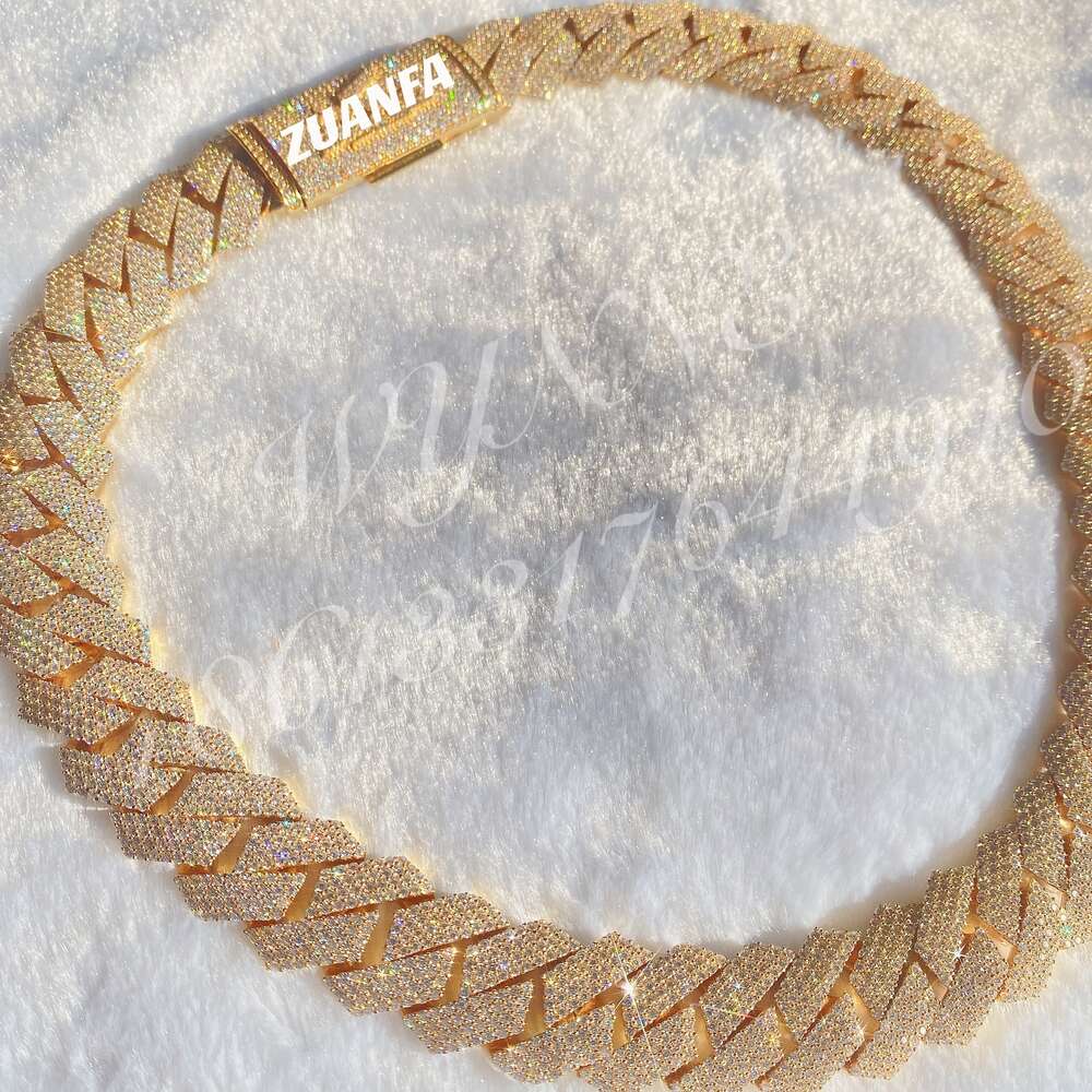 400g Heavier Big Guy 20mm 4 Row Diamonds 925 Sterling Silver Iced Out Vvs Moissanite Diamond Cuban Link Chain