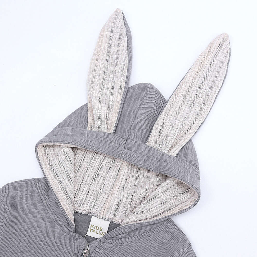 Hot Selling Baby and Children's Big Ear Rabbit One Piec Hooded Zipper Creeper Romper