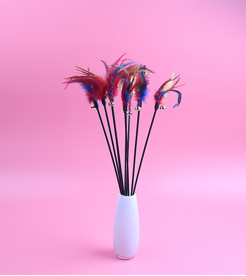 Pet toys cat toys simulate colorful feathers attract cats to interact and consume the energy of pet play