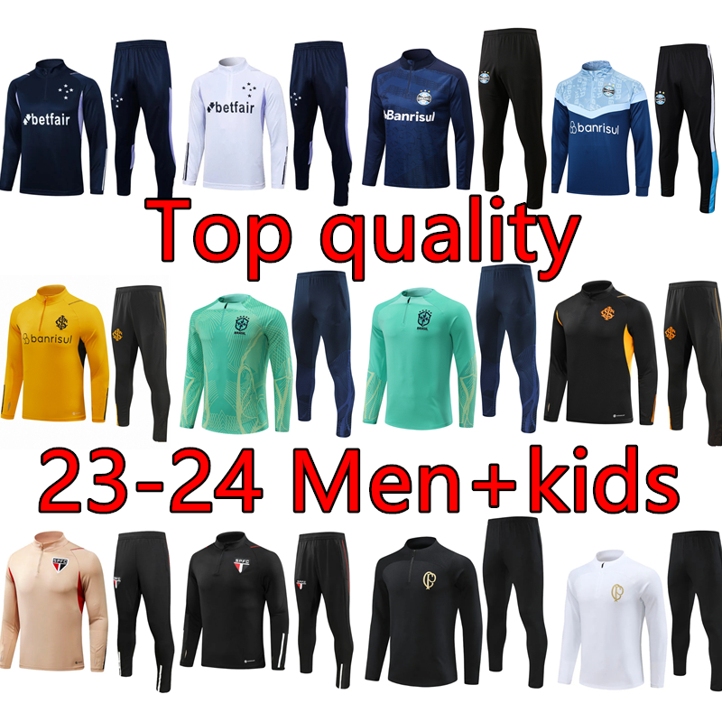 24 25 Cruzeiro tracksuit Half pull Long sleeve brazil international TrackSuit soccer jersey FlamengoS football trackSuits Sao Paulo kids kit sao paulS sportswear