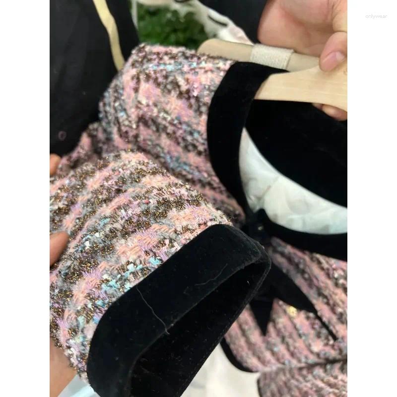 Two Piece Dress Autumn Winter Women's High-end Elegant Style Petite Tweed Jacket Set Female Office Lady Girl 2 Suit