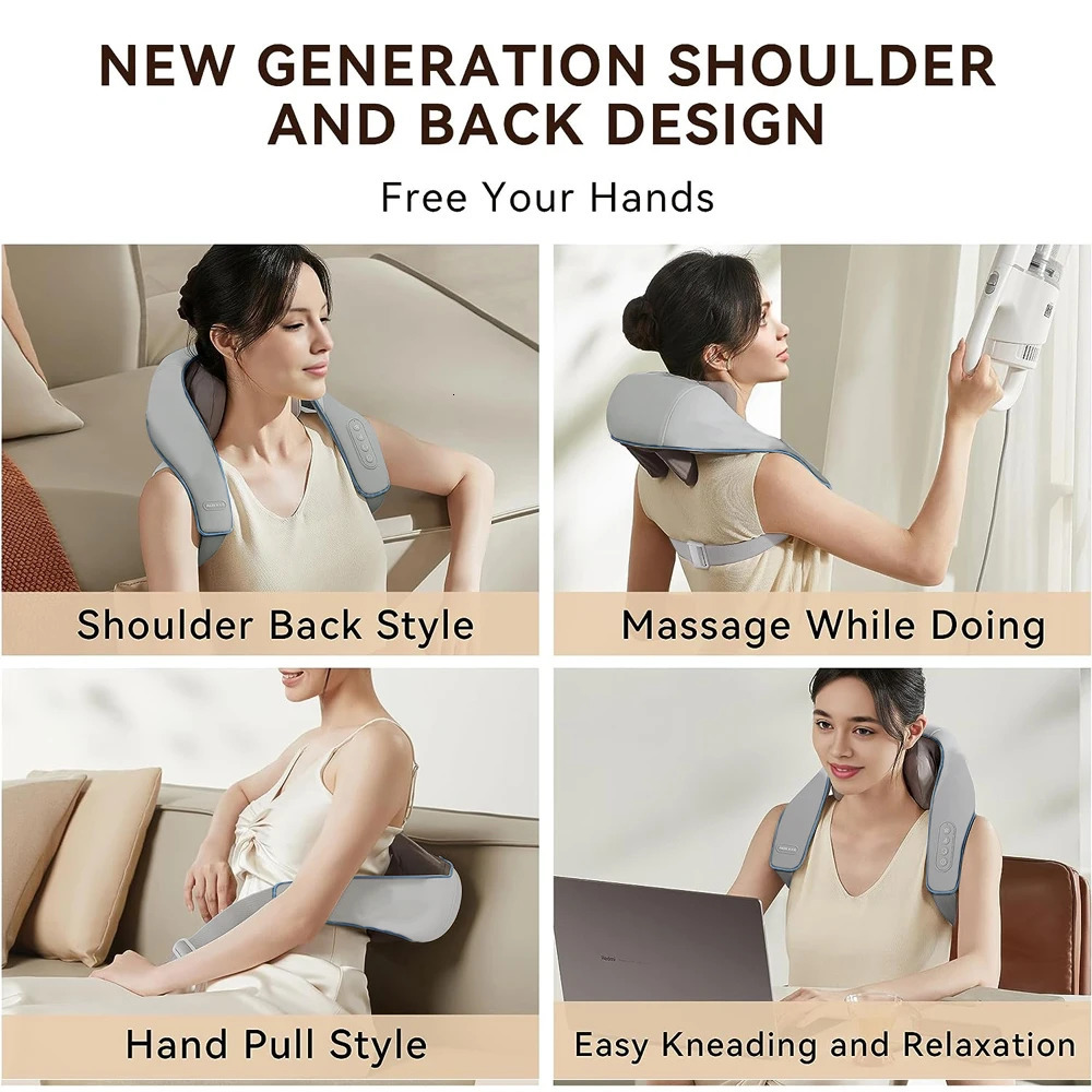 5D Shiatsu Back Neck Massage Shawl U Shape Kneading Shoulder Massager Car Home Neck Shoulder Muscle Relaxing Fatigue Massager 240301