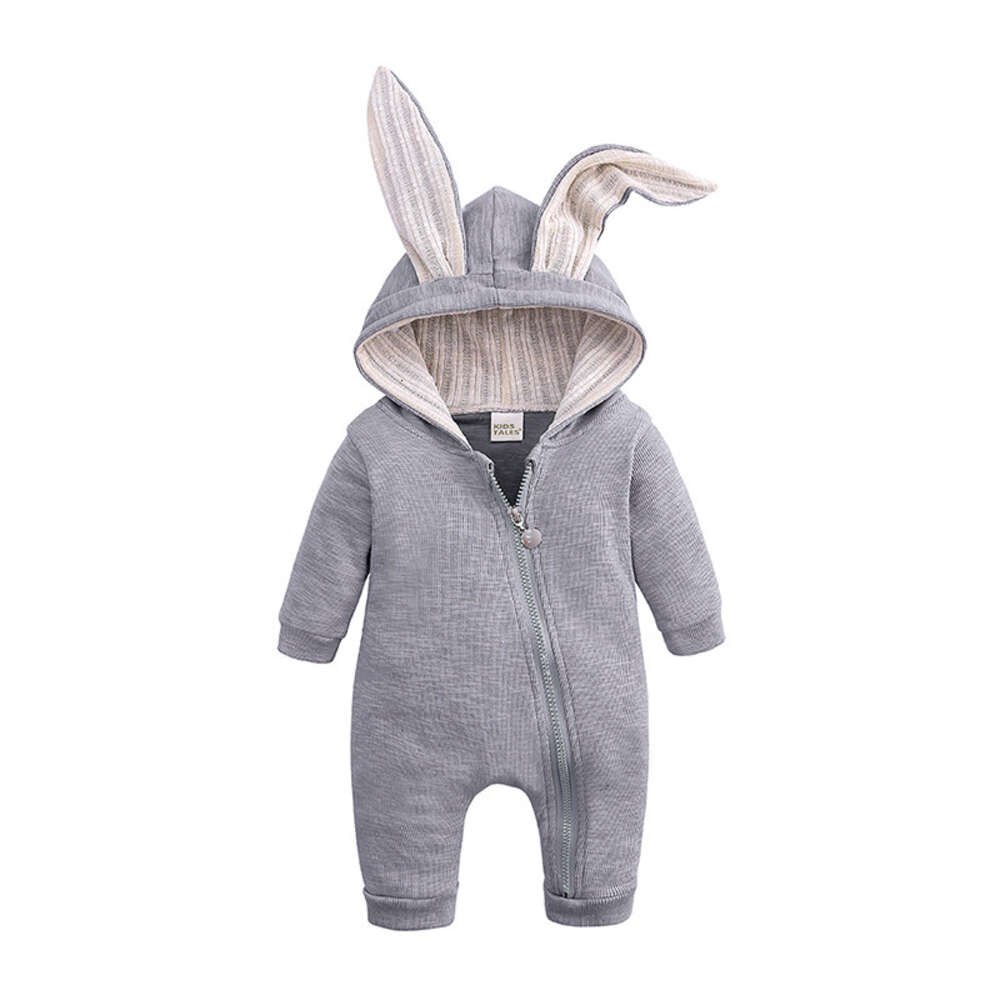 Hot Selling Baby and Children's Big Ear Rabbit One Piec Hooded Zipper Creeper Romper